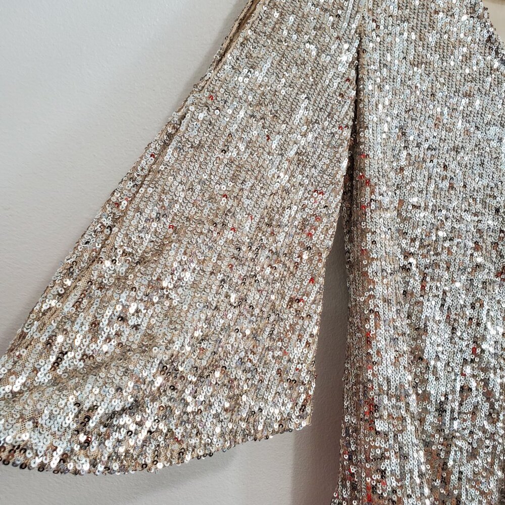 Beautiful sequin Sparkle embellished full sleeve Party Blouse Top Women size S - Picture 4 of 7